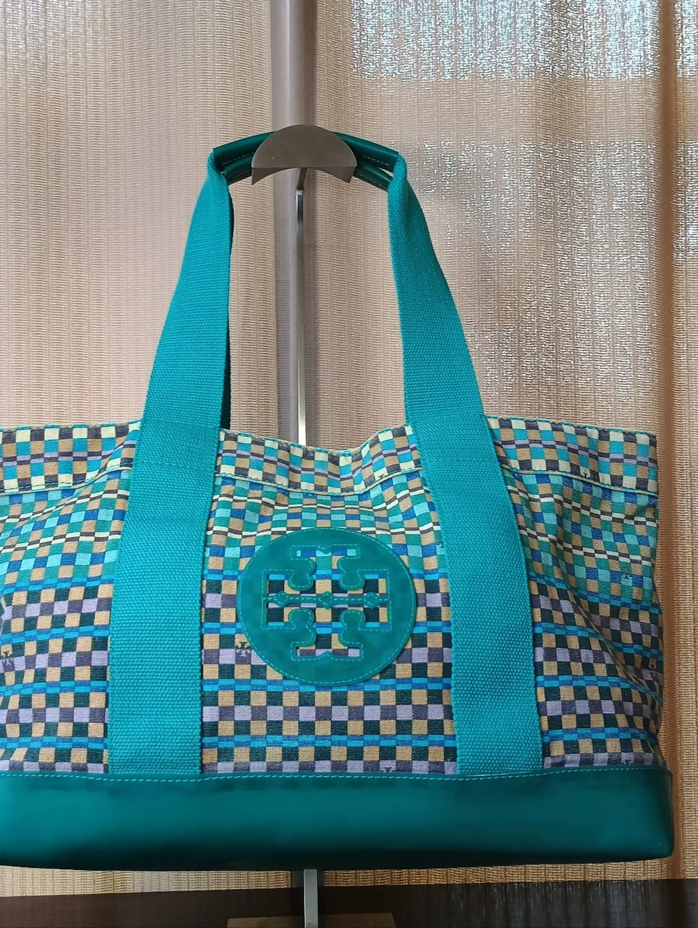 Tory Burch Color Block Canvas Tote - Picture 1 of 6